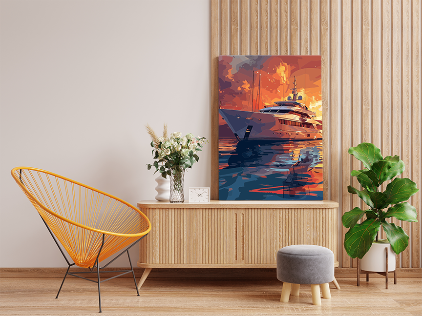 Luxurious Sunset Yacht Paint by Numbers Kit - Image 2