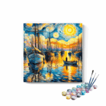 Starry Night Harbor Paint by Numbers Kit