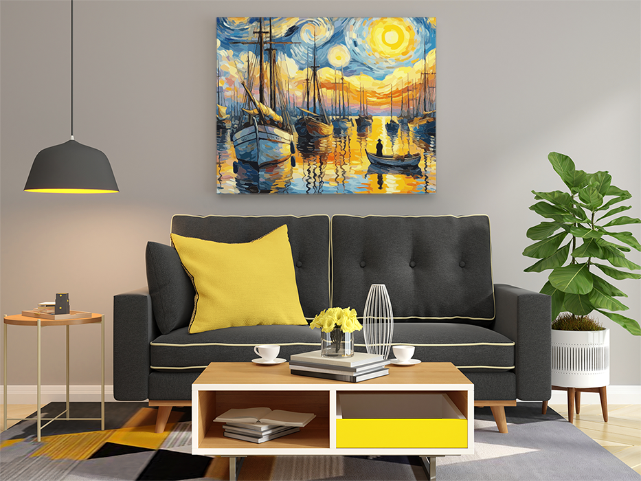 Starry Night Harbor Paint by Numbers Kit - Image 2