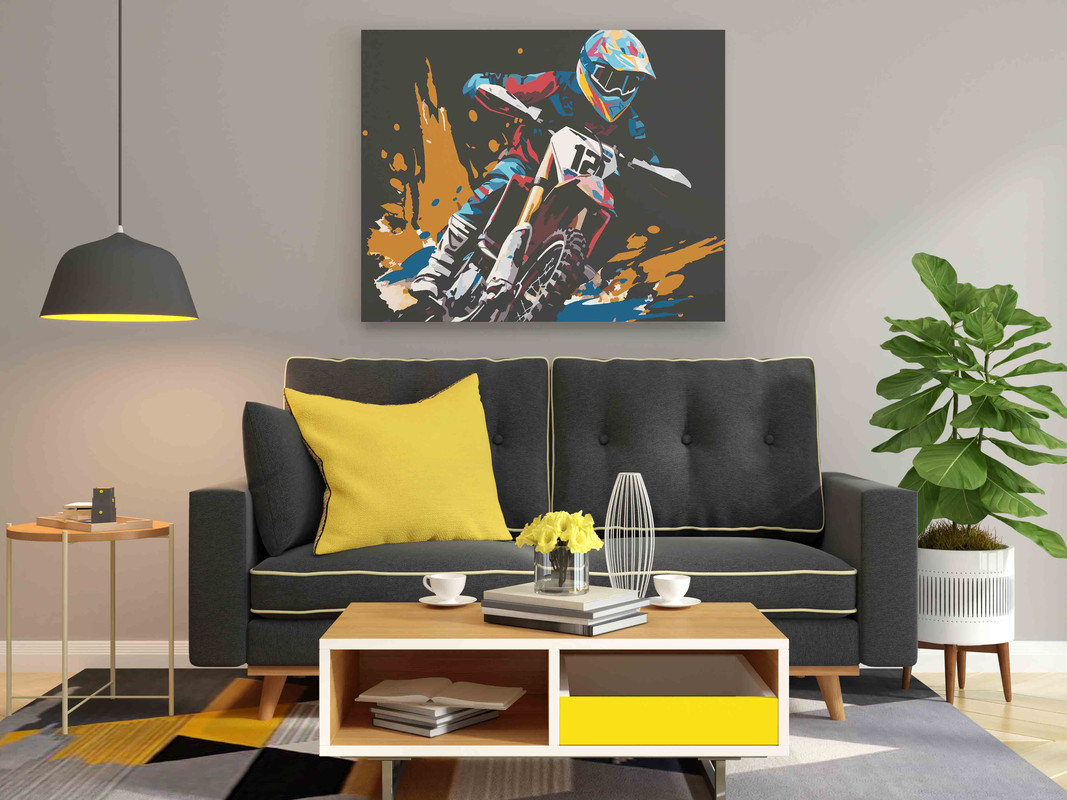 Dirt Bike Rider Paint by Numbers Kit - Image 2