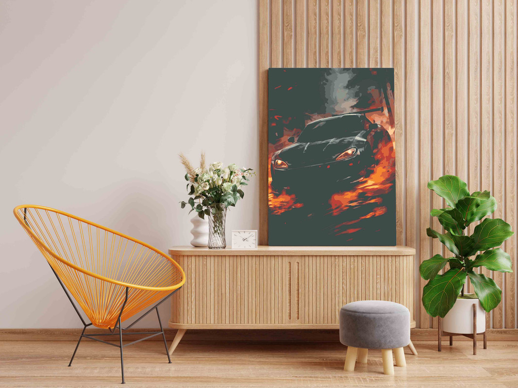 Night Drift Racing Car Paint by Numbers Kit - Image 2