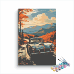 Vintage Drive Through Autumn Hills Paint by Numbers Kit