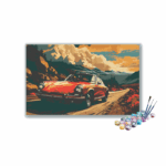 Retro Red on Mountain Roads Paint by Numbers Kit