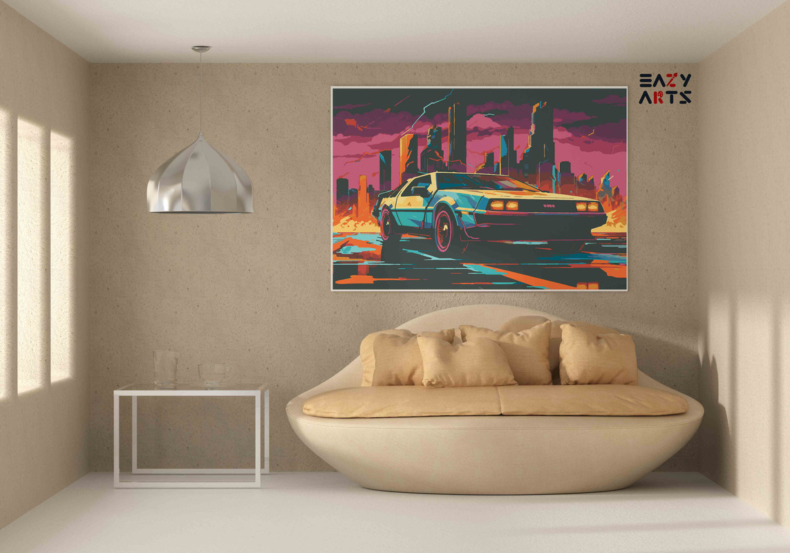 Retro Neon City Car Paint by Numbers Kit - Image 2