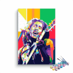 Bob Marley Singing with Guitar Abstract Paint By Numbers kit