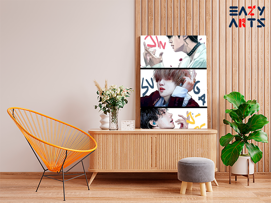 BTS Trio: Jin, SUGA & J-Hope Paint by Numbers Kit - Image 2