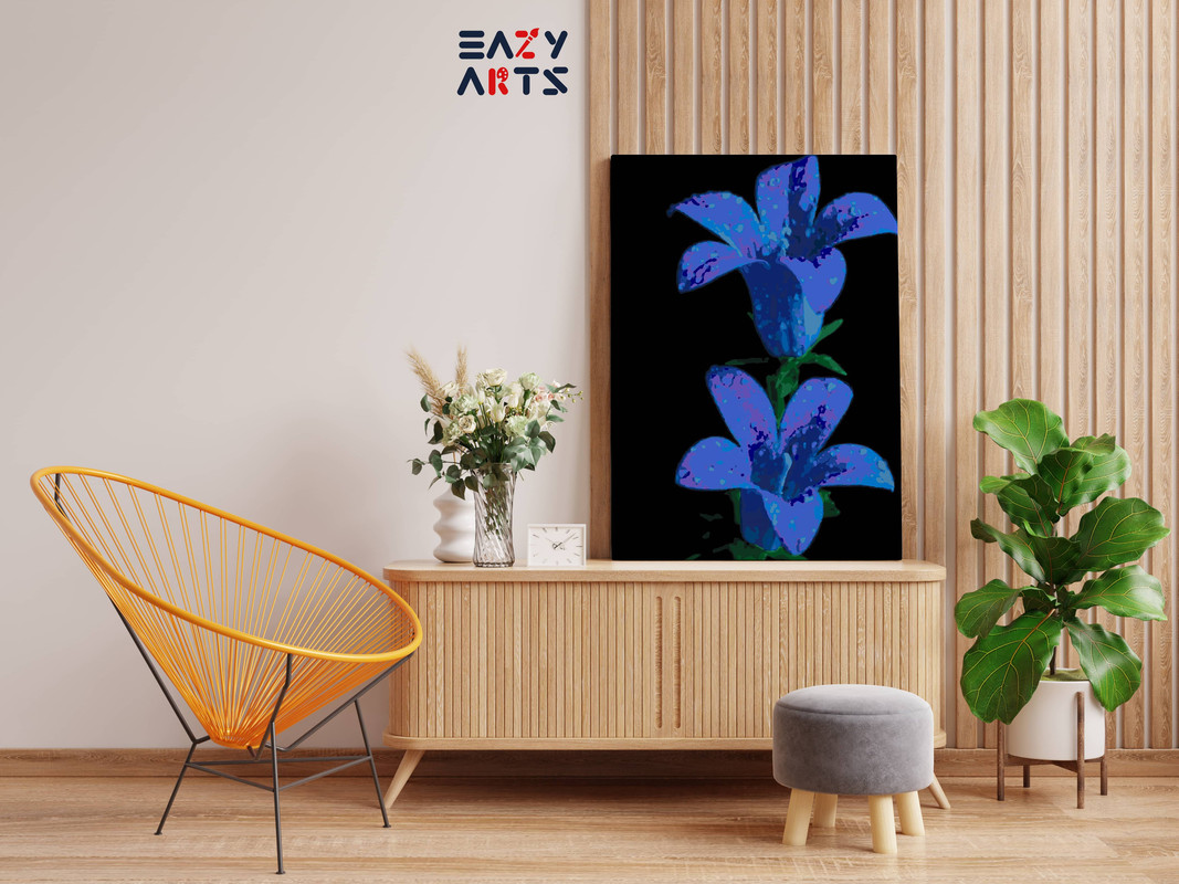 Blue Gentiana Scabra Flower Paint By Numbers kit - Image 2