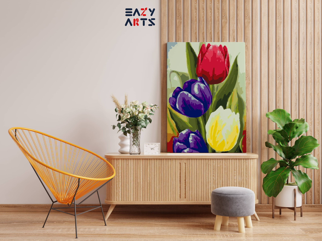 Colorful Tulips Flowers Paint By Numbers kit - Image 2