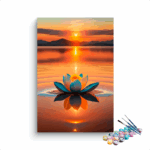 Golden Lotus at Sunset: Tranquil Waters Paint by Numbers Kit