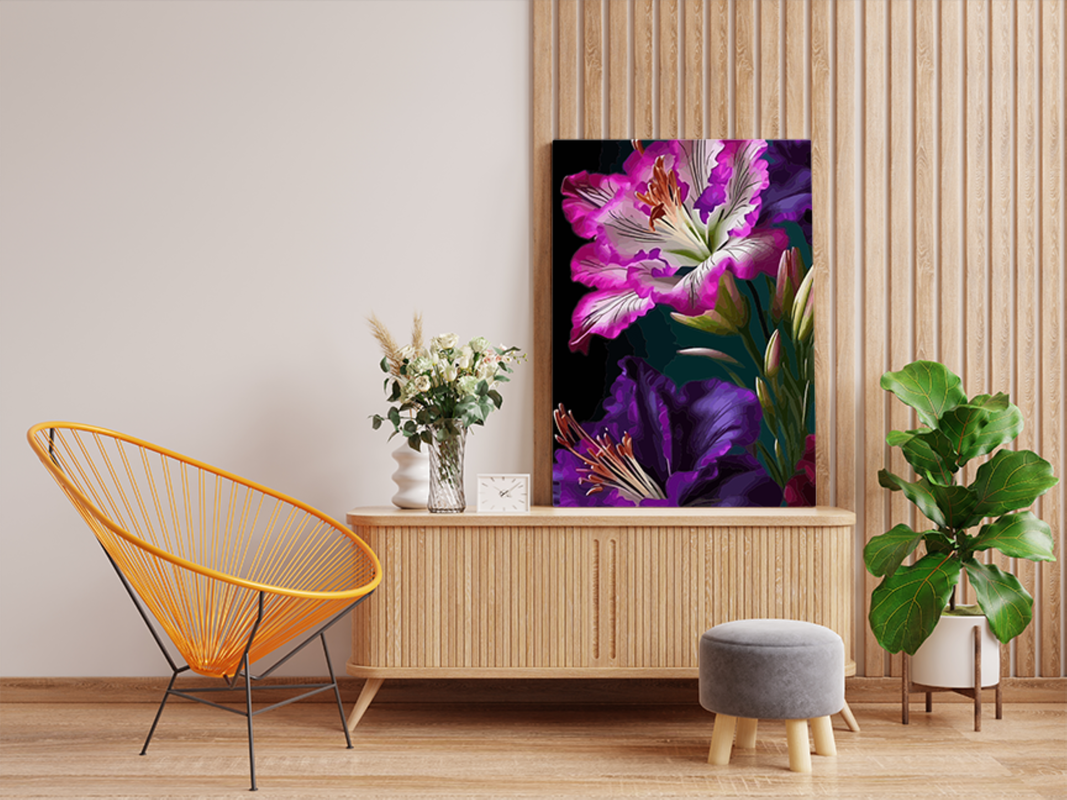Purple and Pink Lilies Paint by Numbers Kit - Image 2