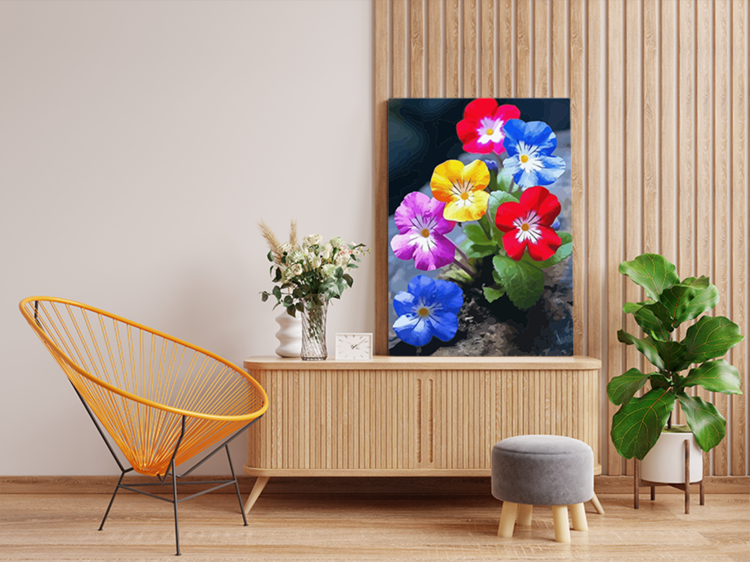 Rainbow Pansies: Vibrant Blossoms Paint by Numbers Kit - Image 2