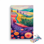 Colorful Fields: Abstract Floral Landscape Paint by Numbers Kit