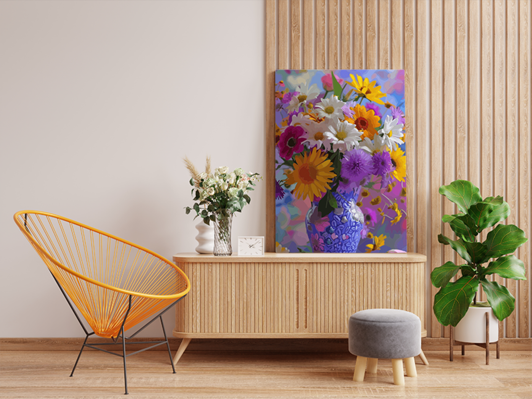 Joyful Blossoms: Sunflowers and Daisies Paint by Numbers Kit - Image 2