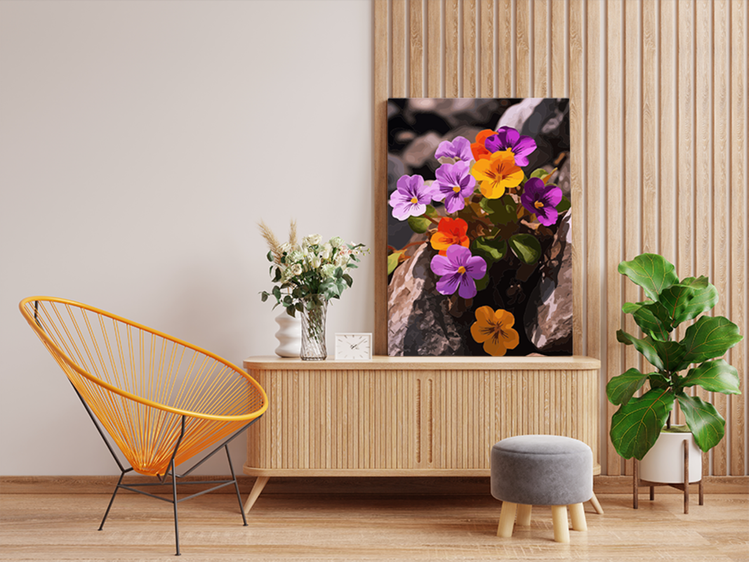 Mountain Pansies: Vibrant Blooms Paint by Numbers Kit - Image 2