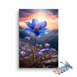Mountain Glory: Blue Bloom at Sunrise Paint by Numbers Kit