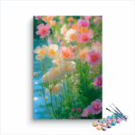 Sunlit Blossoms: Pastel Garden by the Water Paint by Numbers Kit