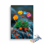 Rocky Resilience: Colorful Wildflowers Paint by Numbers Kit