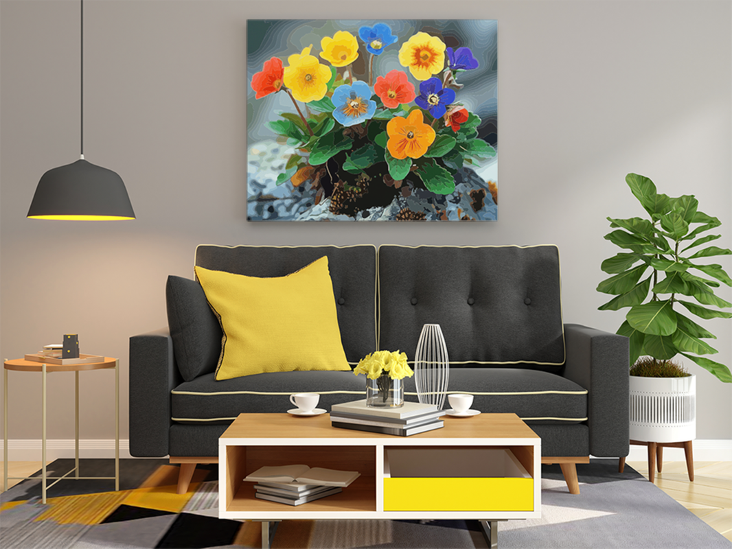 Rainbow Pansies: Vibrant Wildflowers Paint by Numbers Kit - Image 2