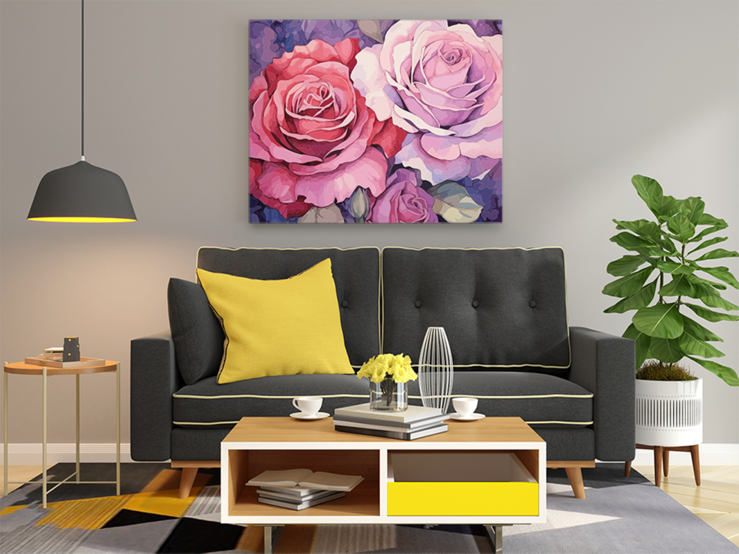 Rosy Elegance: Blushing Roses Paint by Numbers Kit - Image 2