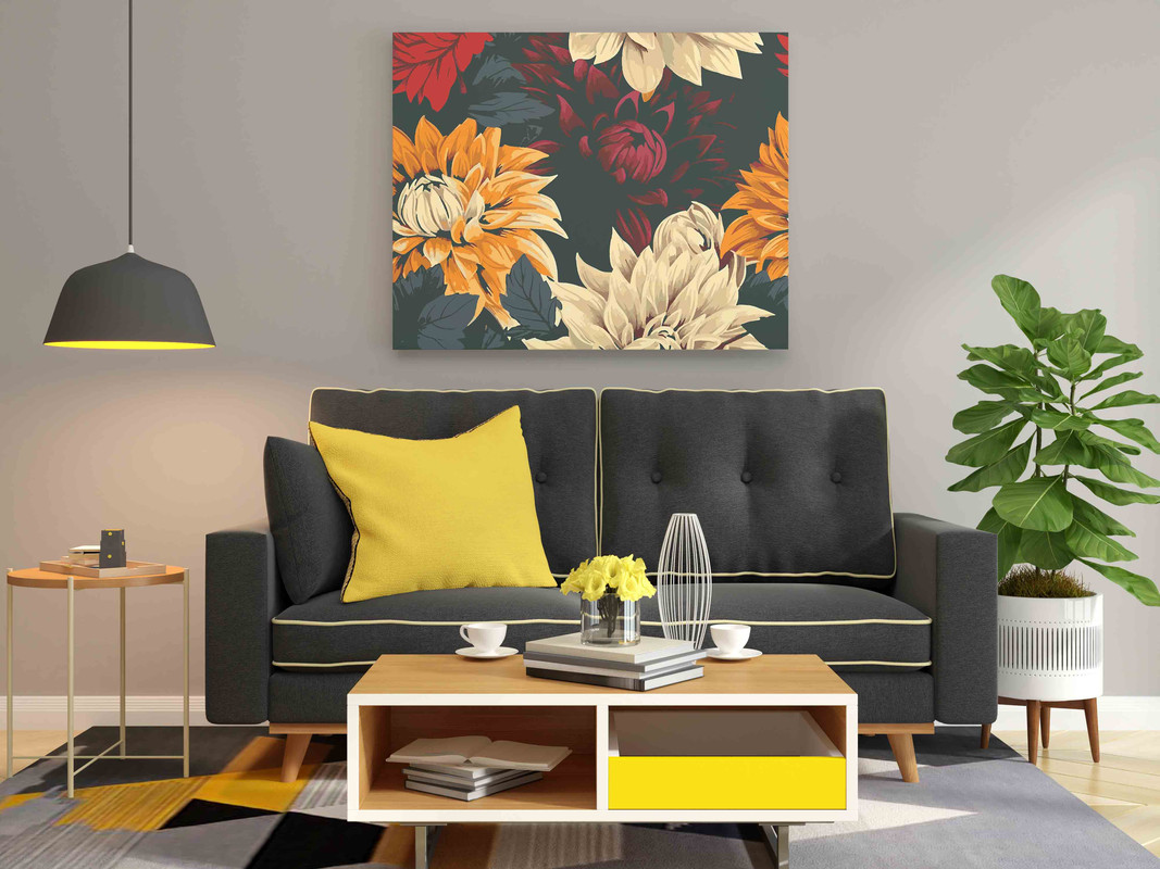 Vintage Chrysanthemums Paint by Numbers Kit - Image 2