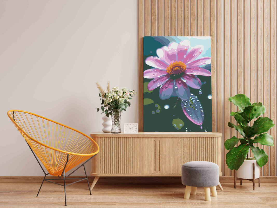 Dew-Kissed Pink Daisy Paint by Numbers Kit - Image 2