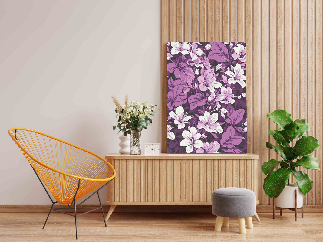 Pink and Purple Garden Pattern Paint by Numbers Kit - Image 2