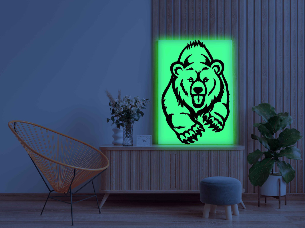 Charging Bear Canvas DIY Painting β Glow in the Dark Kit for Adults & Kids | Eazy Arts DIY Art Set with Brushes, Glow Paint & Black Paint (Blue/Cyan/Green Glow Options) - Image 3