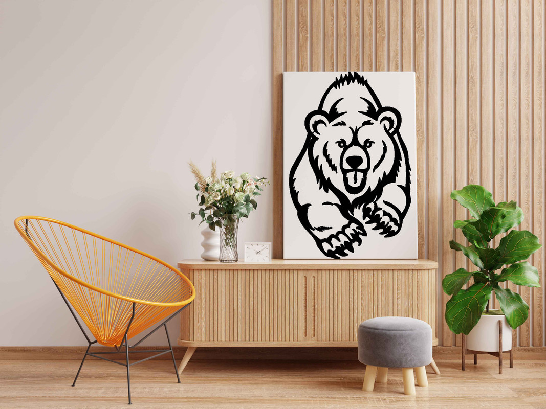 Charging Bear Canvas DIY Painting β Glow in the Dark Kit for Adults & Kids | Eazy Arts DIY Art Set with Brushes, Glow Paint & Black Paint (Blue/Cyan/Green Glow Options) - Image 2