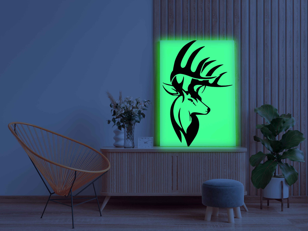 Majestic Deer Canvas DIY Painting β Glow in the Dark Kit for Adults & Kids | Eazy Arts DIY Art Set with Brushes, Glow Paint & Black Paint (Blue/Cyan/Green Glow Options) - Image 3
