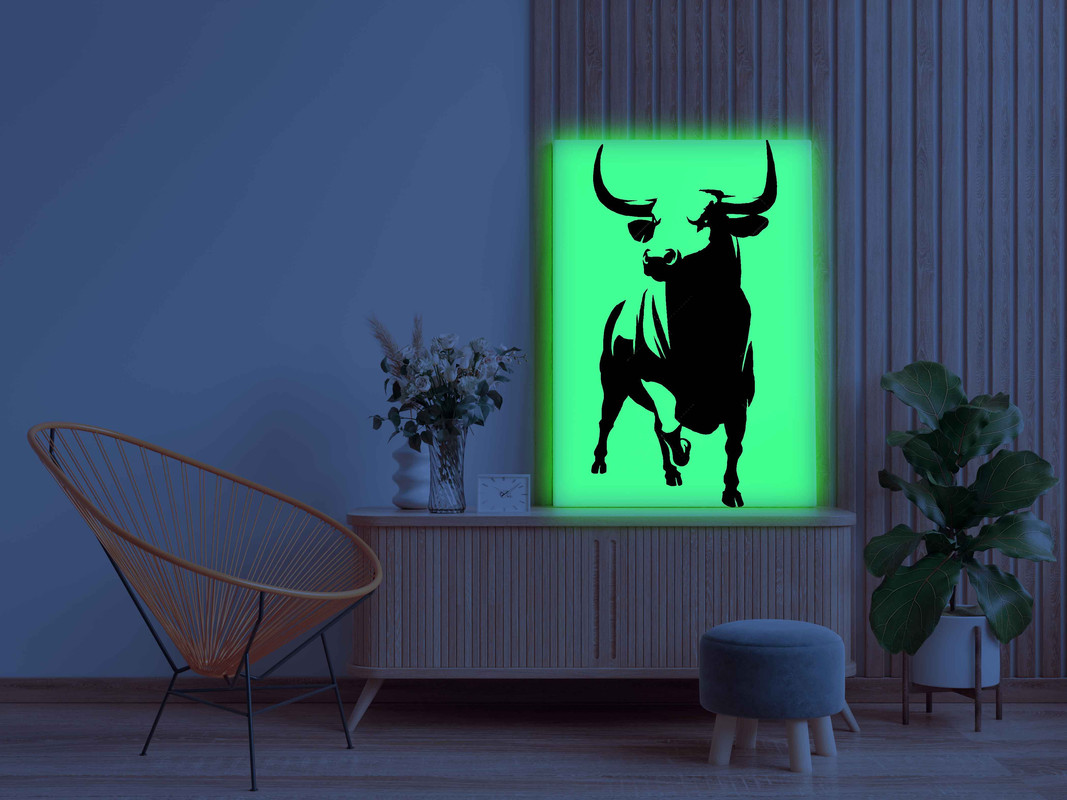 Bull Canvas DIY Painting β Glow in the Dark Kit for Adults & Kids | Eazy Arts DIY Art Set with Brushes, Glow Paint & Black Paint (Blue/Cyan/Green Glow Options) - Image 3