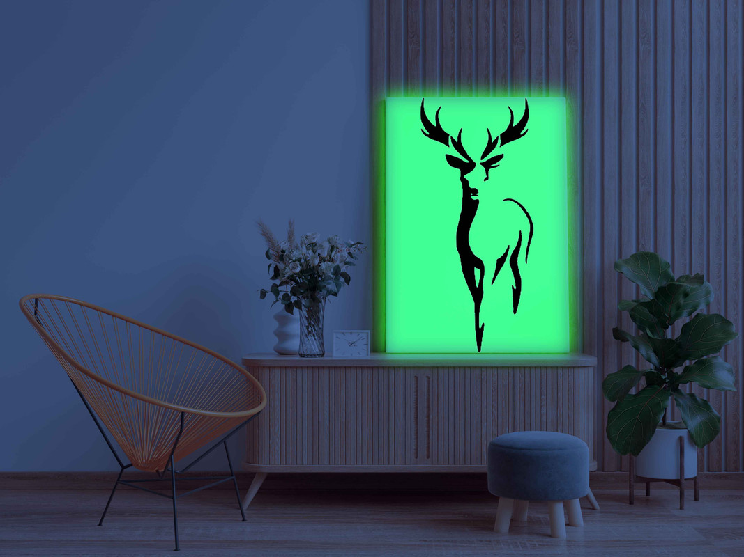 Standing Deer Canvas DIY Painting β Glow in the Dark Kit for Adults & Kids | Eazy Arts DIY Art Set with Brushes, Glow Paint & Black Paint (Blue/Cyan/Green Glow Options) - Image 3
