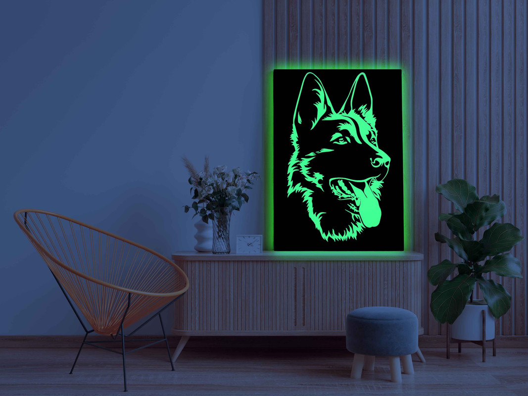 Dog Face Canvas DIY Painting β Glow in the Dark Kit for Adults & Kids | Eazy Arts DIY Art Set with Brushes, Glow Paint & Black Paint (Blue/Cyan/Green Glow Options) - Image 3