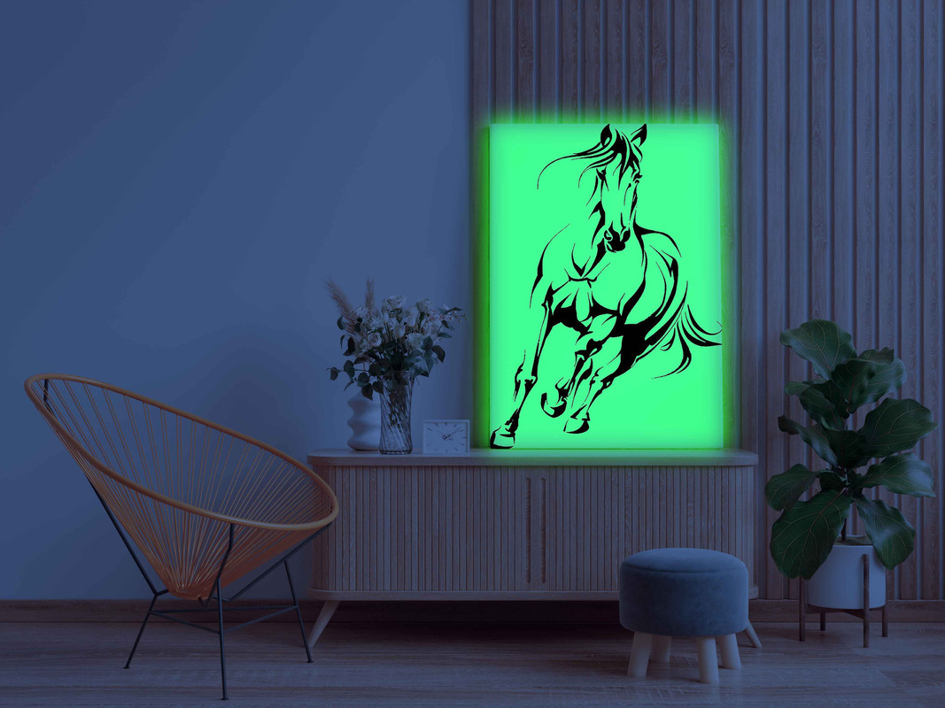 Running Horse Canvas DIY Painting β Glow in the Dark Kit for Adults & Kids | Eazy Arts DIY Art Set with Brushes, Glow Paint & Black Paint (Blue/Cyan/Green Glow Options) - Image 3