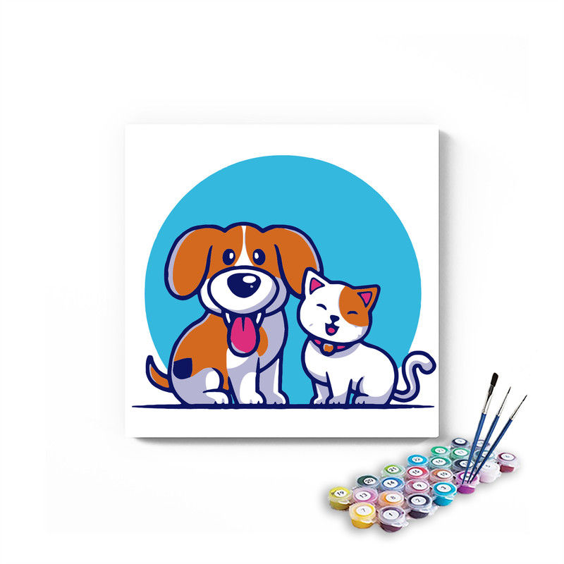 Dog Cat Friends PBN Kit For Kids - Image 2