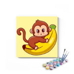 Monkey Hugging Banana PBN Kit For Kids