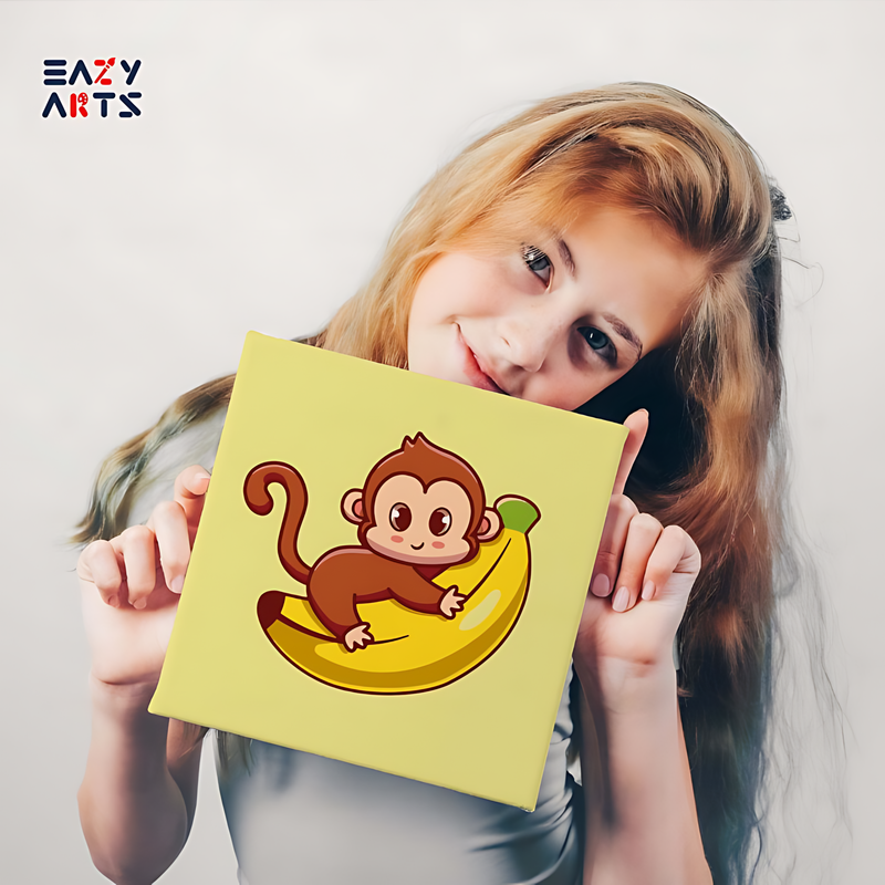 Monkey Hugging Banana PBN Kit For Kids - Image 2