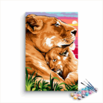 Lion Mom N Baby Paint By Numbers Kit For Kids