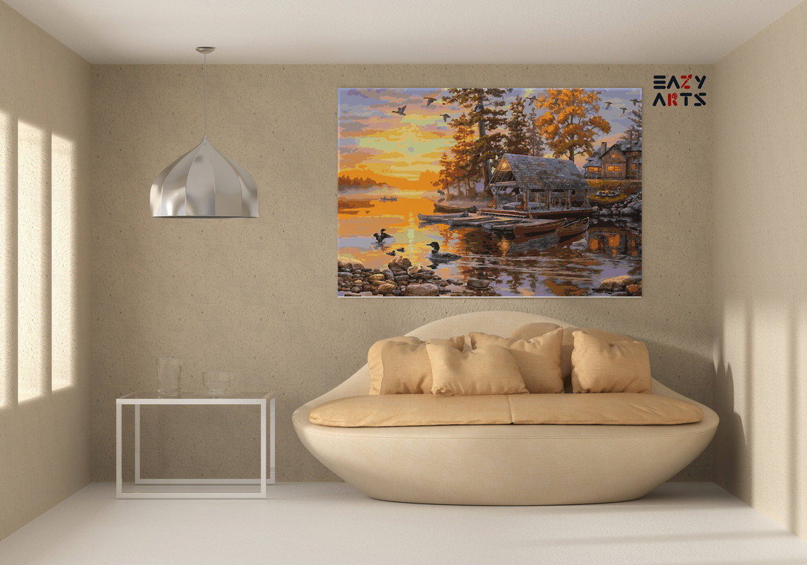 Home River and Ducks Paint By Numbers kit - Image 2