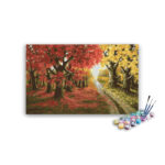 Road Covered in Yellow and Red Trees Paint By Numbers kit
