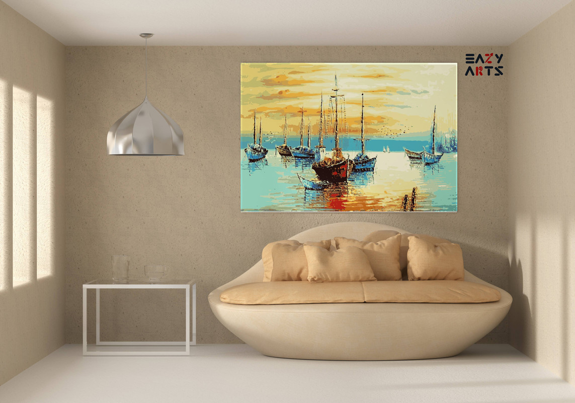 Boats in Sea Paint By Numbers kit - Image 2