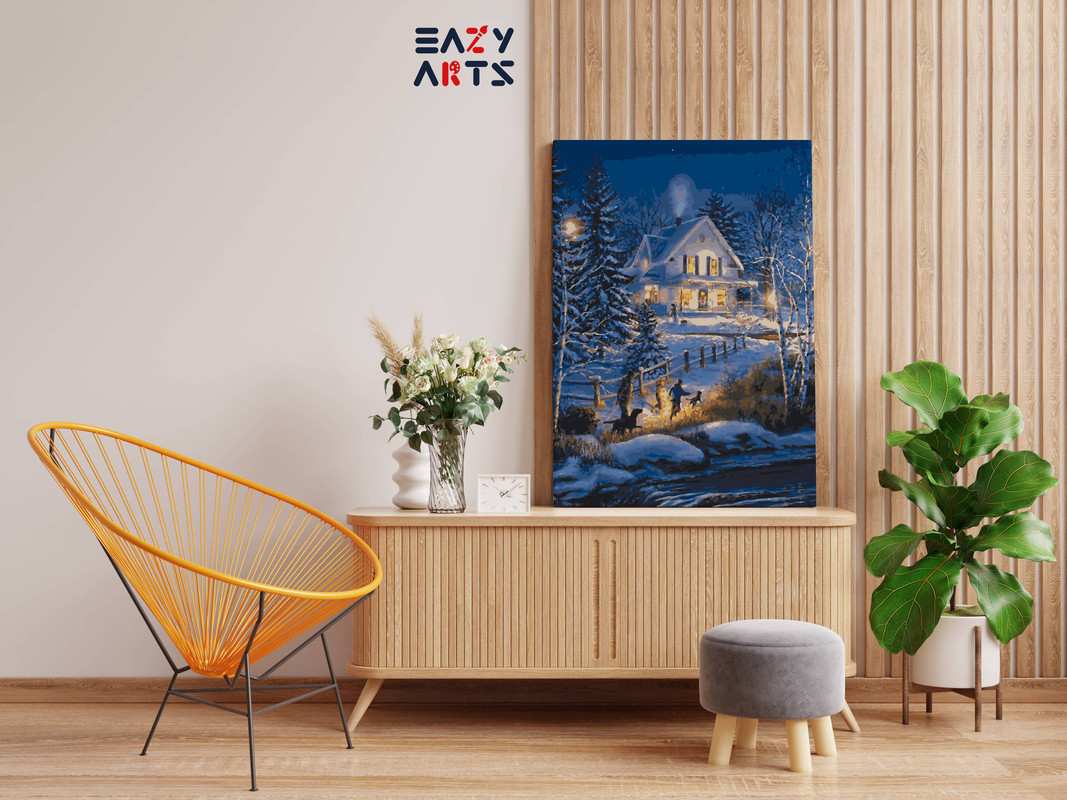 House in The Snow Paint By Numbers kit - Image 2