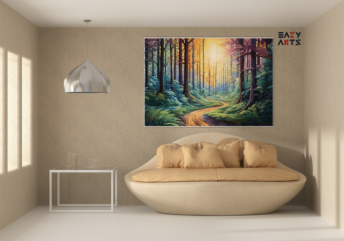 Sunlit Forest Path Paint by Numbers Kit - Image 2