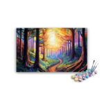 Mystical Forest Path with Glowing Sunrise Paint by Numbers Kit