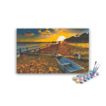 Golden Sunset Over Serene Beach Paint by Numbers Kit