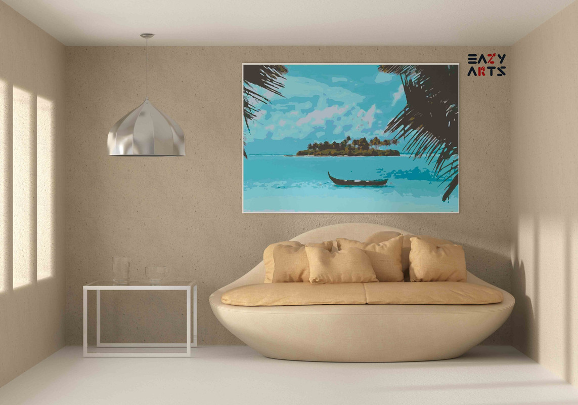 Isolated Island with Tranquil Waters Paint by Numbers Kit - Image 2
