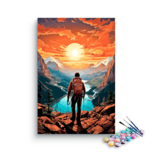 Mountain Explorer at Sunrise Paint by Numbers Kit