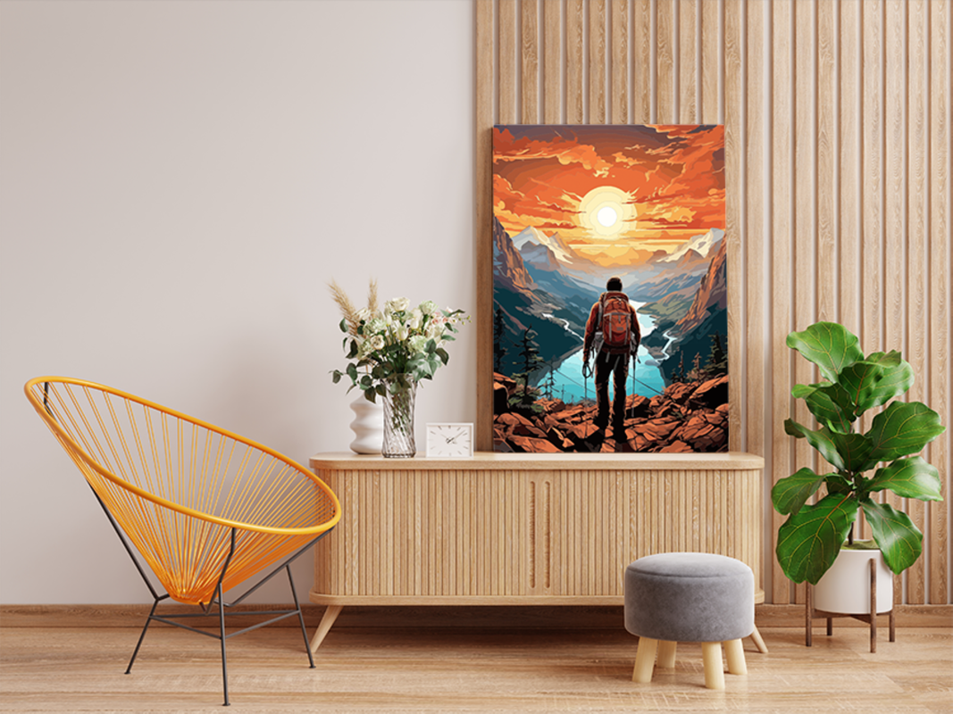 Mountain Explorer at Sunrise Paint by Numbers Kit - Image 2