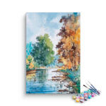 Serene Riverbank with Autumn Trees Paint by Numbers Kit