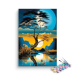 Dual Moon Reflections in Tranquil Waters Paint by Numbers Kit