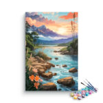 Mountain Stream at Sunset Paint by Numbers Kit